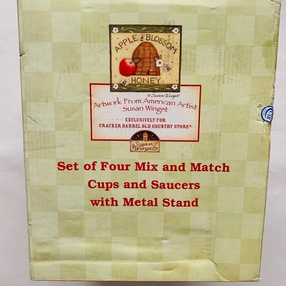 Cups & Saucers with Metal Stand x4 - Picture 2 of 4